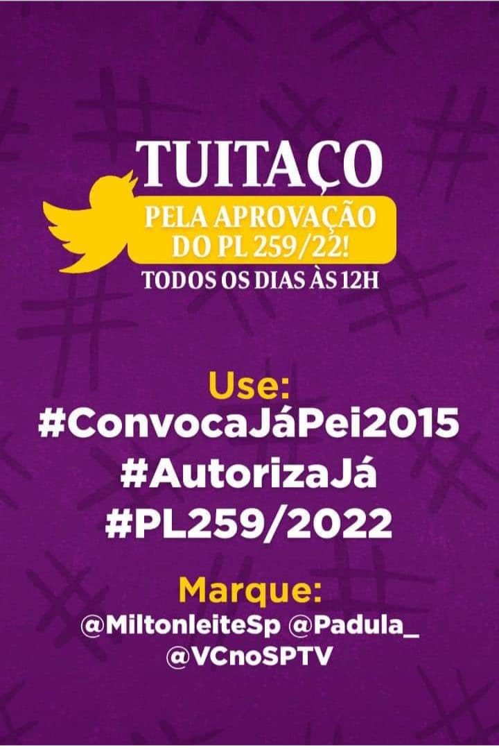 CoutinhoFialho's tweet photo. #ConvocaJá
#AutorizaJá
#PL256/2022
@MiItonLeite
@Padula_
@VCnoSPTV https://t.co/8wvLMIY7Ac