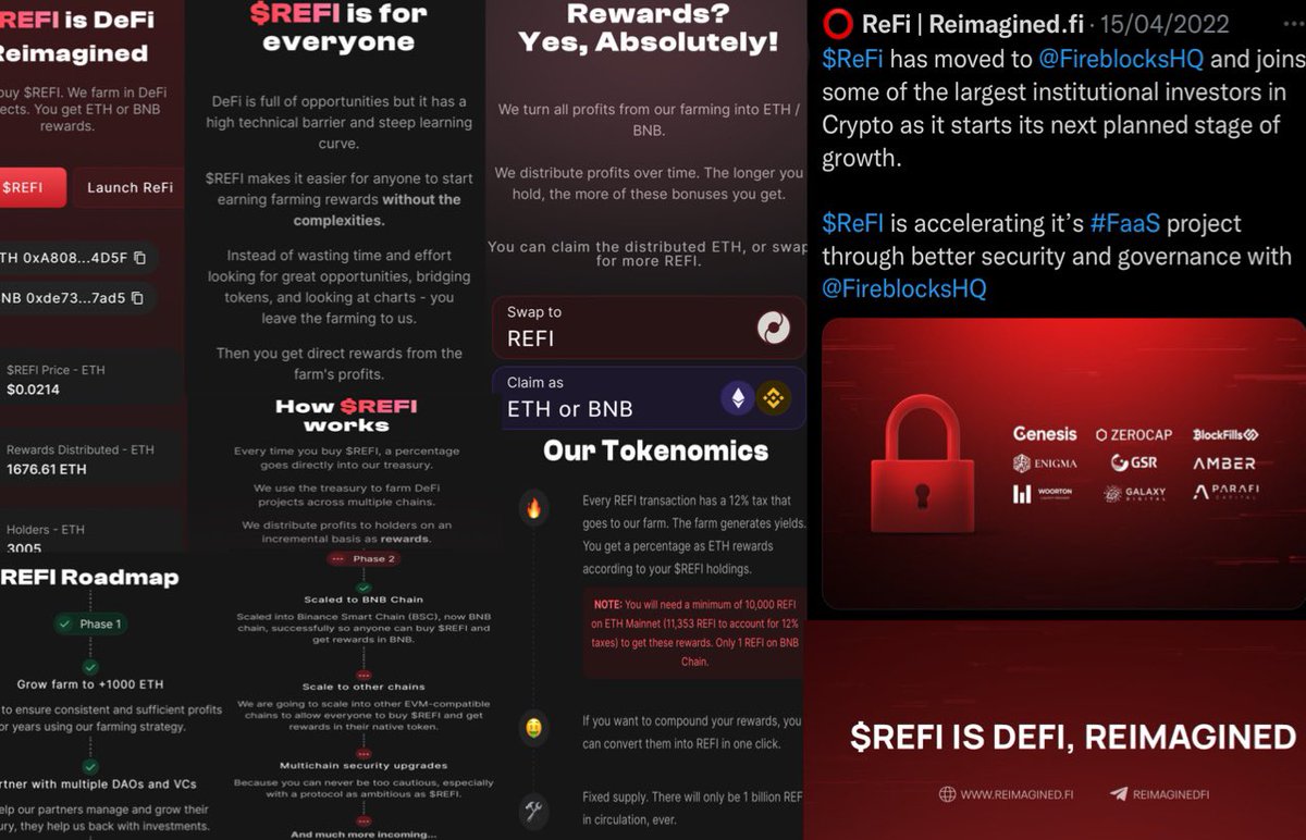 ฿ITCOIN🪬TRAPPΞR (@bitcointrapper) on Twitter photo $REFI / <a href="/ReimaginedFi/">Reimagined Finance (ReFi)</a> 🔎
Explained w their roadmap and upcoming milestones. Nearly 1700 $ETH distributed in rewards already, 3000+ holders, their treasury is used to farm #DEFI projects & distribute rewards to their holders on an incremental basis
Phase 2 in progress ⏳🔎 $REFI / <a href="/ReimaginedFi/">Reimagined Finance (ReFi)</a> 🔎
Explained w their roadmap and upcoming milestones. Nearly 1700 $ETH distributed in rewards already, 3000+ holders, their treasury is used to farm #DEFI projects & distribute rewards to their holders on an incremental basis
Phase 2 in progress ⏳🔎