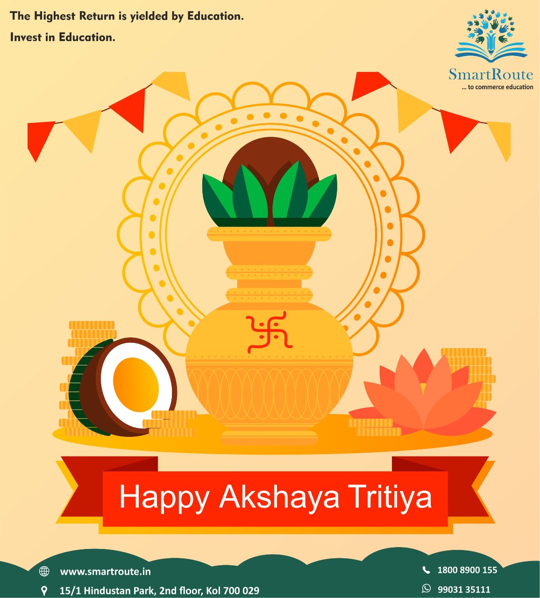 smartrouteindia's tweet image. SmartRoute wishes you a very 𝐇𝐚𝐩𝐩𝐲 𝐀𝐤𝐬𝐡𝐚𝐲𝐚 𝐓𝐫𝐢𝐭𝐢𝐲𝐚 !
.
.
#HappyAkshayaTritiya #AkshayaTritiya2022 #SmartRoute #CommerceStudents #HybridClasses #OnlineClasses #CareerInCommerce #Selfdependency