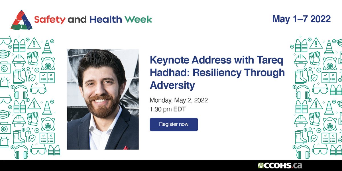 Have you registered for <a href="/TareqHadhad/">Tareq Hadhad</a>'s keynote this afternoon on resiliency through adversity? It’s sure to inspire: ow.ly/6mhU50IWz7e #SafetyandHealthWeek #PeaceByChocolate