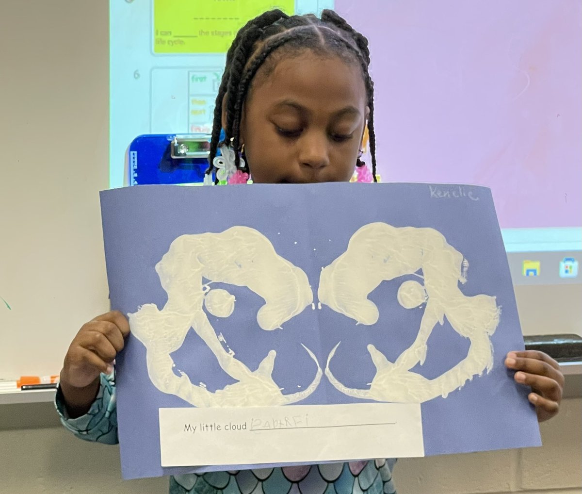 KatiebellSLP's tweet photo. Our @SLCSpearson co teaching students read #EricCarle’s favorite Little Cloud, created their own, and used visualizing strategies to write! #govisual #handson https://t.co/MqFUIOpubQ