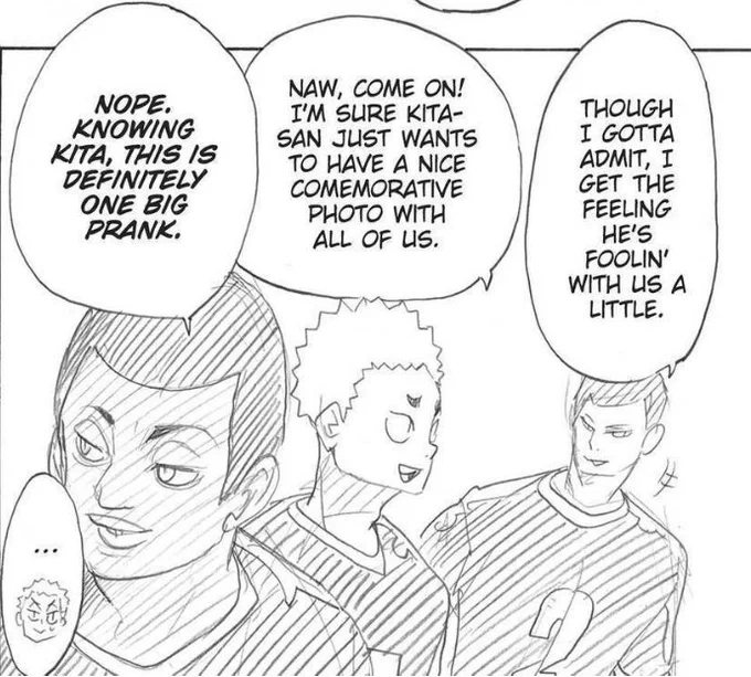 honestly this is even funnier bc furudate actually made the sketch so its canon and im on the floor like aran and omimi KNOW kita is a prankster THEY SAID SO BEFORE!!! 