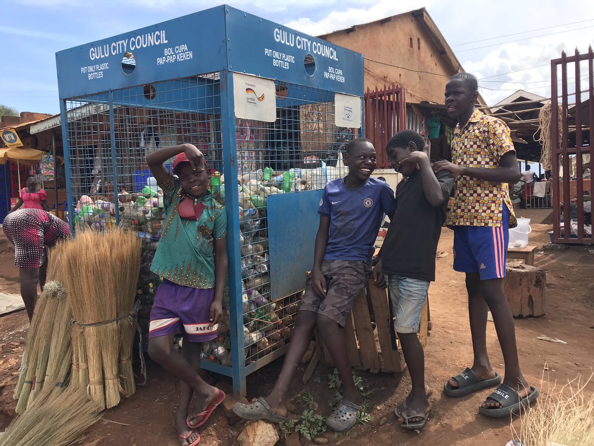 GeoffWalkerNZ's tweet photo. Our Eddy leading bottle collection in Kabedepong with mates. Last week holiday challenge, fill the bin. #education #environmental #plasticwaste #plasticbottles #pollution #passingthemessage  @HelenClarkNZ @nbstv @ntvuganda @KiriAllanEstCst @newvisionwire @NZGreens  @EugenieSage https://t.co/WhMelWRe0q