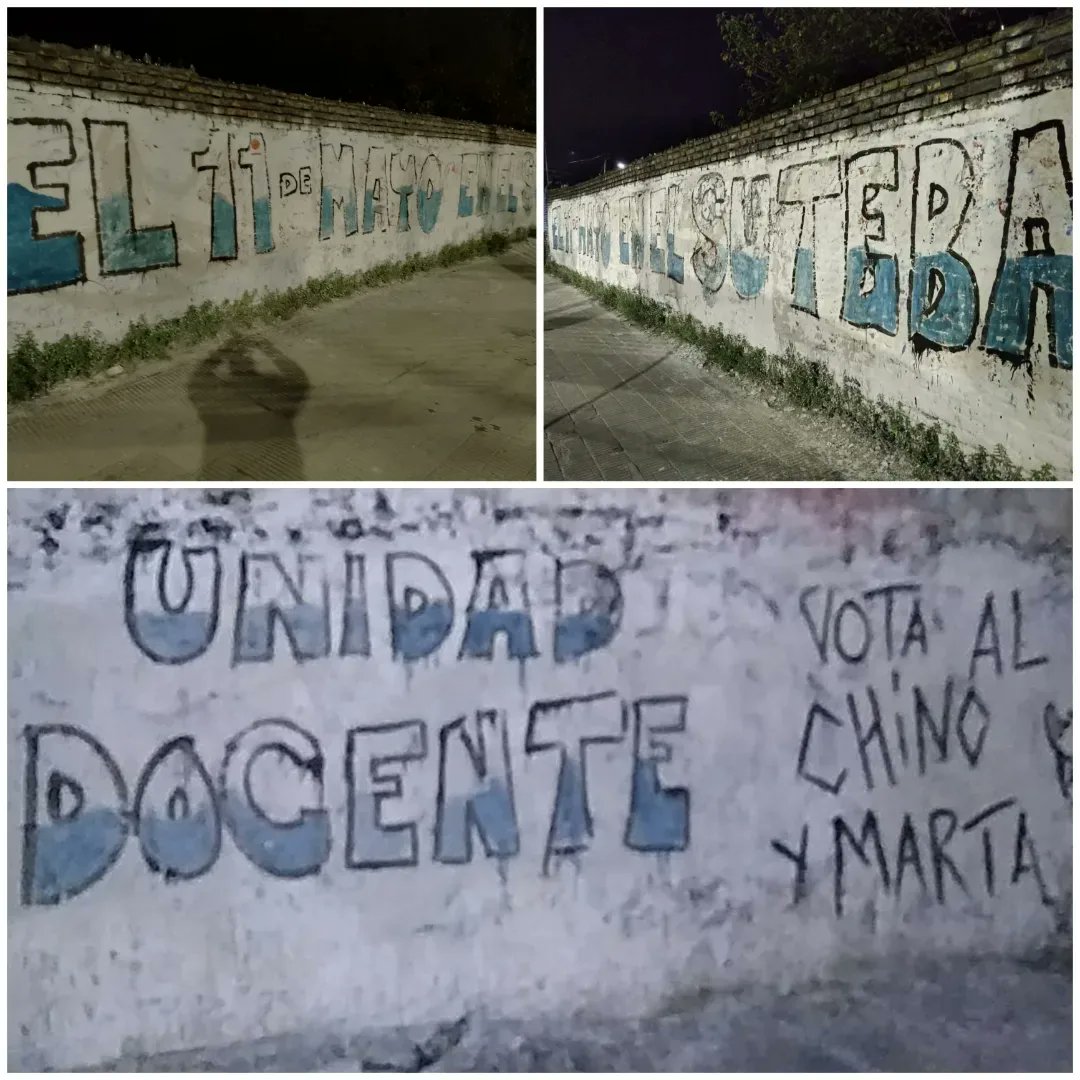 Unidad_Docente_'s tweet photo. LAS PAREDES ANDAN DICIENDO
La lista de #UNIDADDOCENTE presente en las escuelas, en las calles y, también, en las paredes matanceras! 
“Las paredes son la imprenta de los pueblos”, escribió Rodolfo Walsh.
#otrosindicatoesposible https://t.co/bjyHKc2fNU