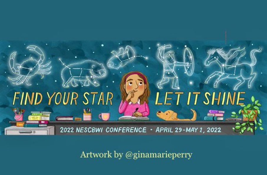 WriterAmyRay's tweet photo. Shoutout to @ginamarieperry I loved  her artwork for the #nescbwi22 conference! So talented!! https://t.co/2iyTETCBA7