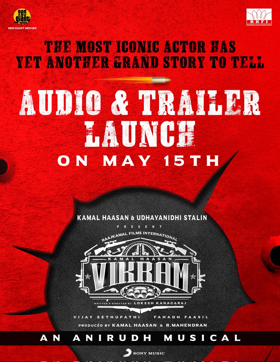 movielovers1021's tweet photo. #VikramAudioLaunch/ #VikramTrailer out From May 15th.
#Vikram worldwide Release in cinemas June 3rd.
Tamil Telugu Malayalam Kannada and Hindi.
#KamalHaasan #FahadhFaasil #VijaySethupathi #Lokeshkanagaraj
#June3rdRelease #VikramTeaserUpdate
#VikramFromJune3 https://t.co/KaowVQ7nKA