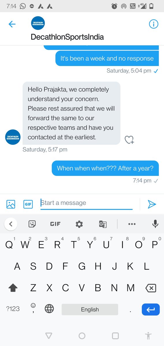 PrajaktaKhobar1's tweet photo. @Decathlon_India See the kind of response #shameful #decathlon @Decathlon_India https://t.co/QhLgM9uPa5