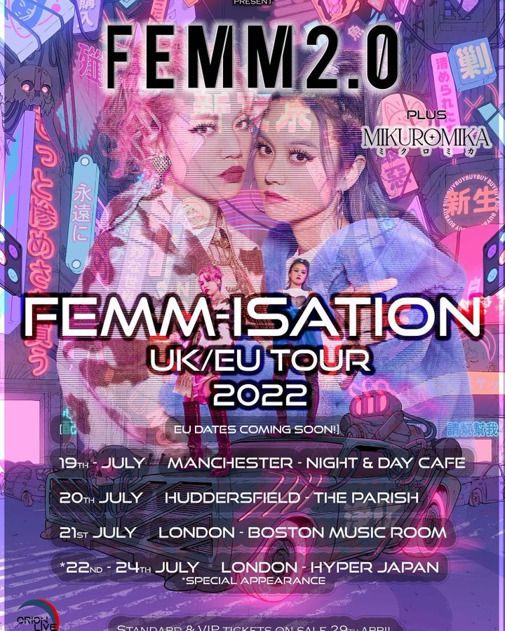 miribtsarmy's tweet photo. #FEMM @FEMM____ han anunciado las fechas de sus conciertos en Reino Unido para julio del 2022.
muy pronto anunciaran el resto de paradas por Europa con el tour FEMM-Isation #FemmIsation, gracias a @_OrionLive.
https://t.co/VHPkc8Gohz