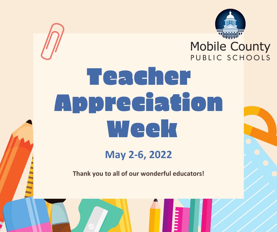 At the start of National Teacher Appreciation Week, we're sending a heartfelt thank you to all of the fantastic teachers at MCPSS! #LearningLeading #FinishStrong