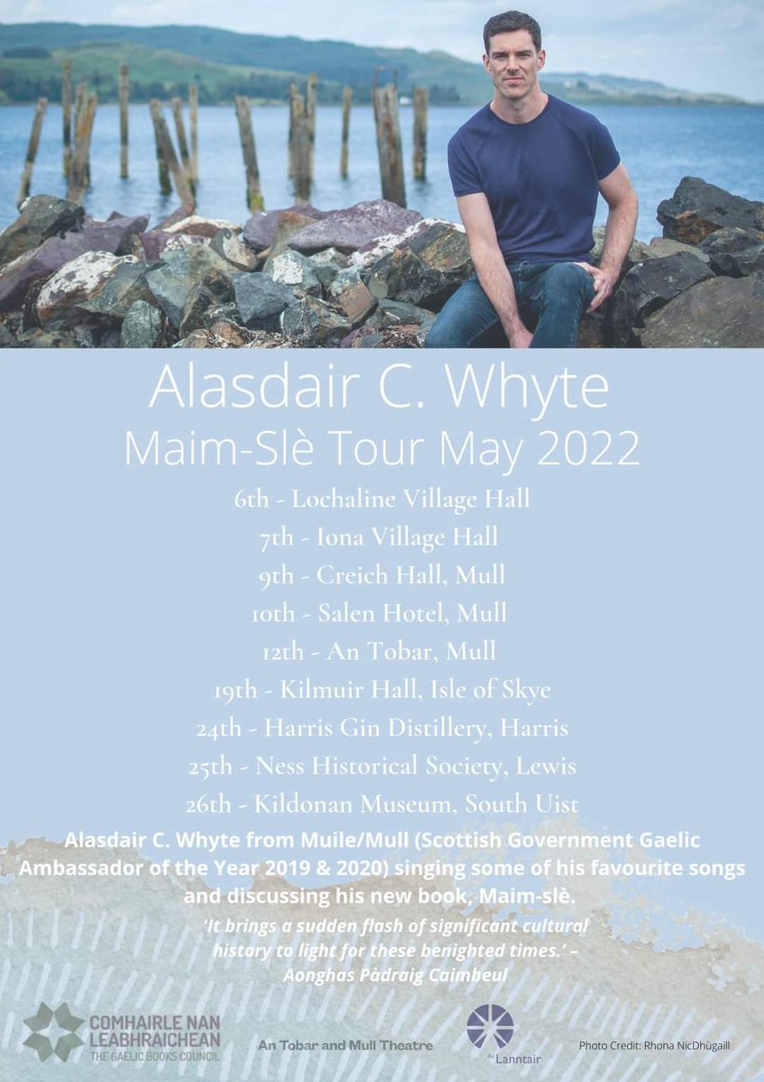 BurachChoir's tweet photo. Join Alasdair for his tour this May, singing his favourite songs and discussing his new book 🎶📖

#Lochaline 
@IonaVillageHall 
#creichhall
#salenhotel
@ATandMT 
#mullandiona
#kilmuirhall #isleofskye
@harrisdistiller 
#nesshistoricalsociety 
#Lewisandharris
#kildonanmuseum #uist https://t.co/OjhpcRaeYQ
