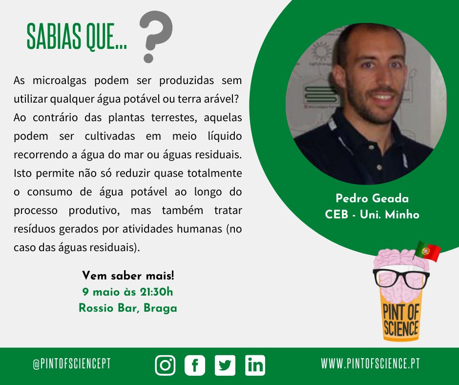 pintofsciencePT's tweet photo. Pedro Geada vêm falar-nos sobre sustentabilidade e alimentos alternativos
9 de Maio, às 21:30h, no Rossio Bar
Descobre mais em,
https://t.co/n51a88wDYu
#pint22 #pintworld #posPT #braga #cartaz #scicomm #scicommpt #onossomundo #ciencia #sciencefiction https://t.co/5ilFpWKVFL