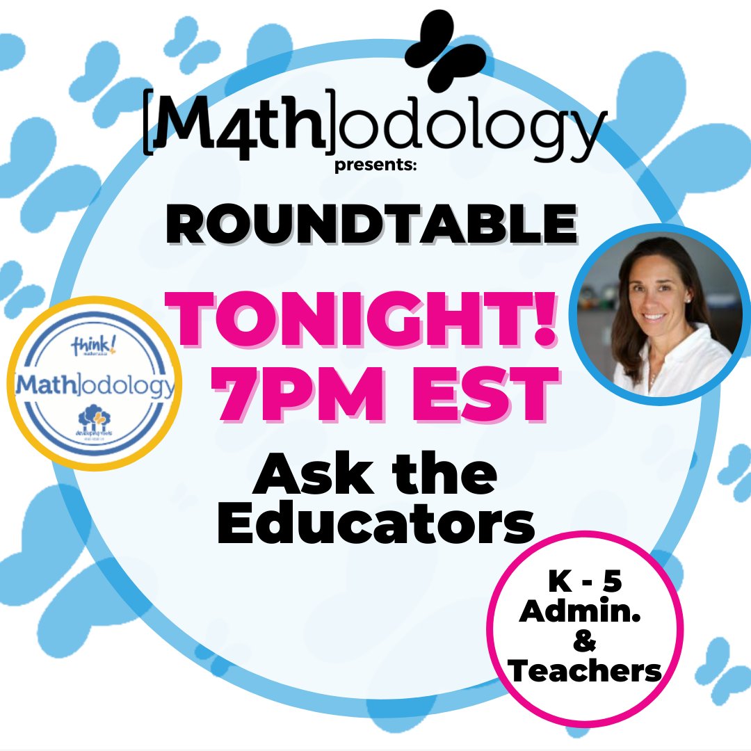 Mathodology's tweet image. Curious about the #DevelopingRoots and #think!Mathematics programs? Hear more from educators TONIGHT! 

REGISTER HERE: lp.constantcontactpages.com/su/ZBr7EBg/mat…

#roundtable #mathodology #math #curriculum #mathmonday