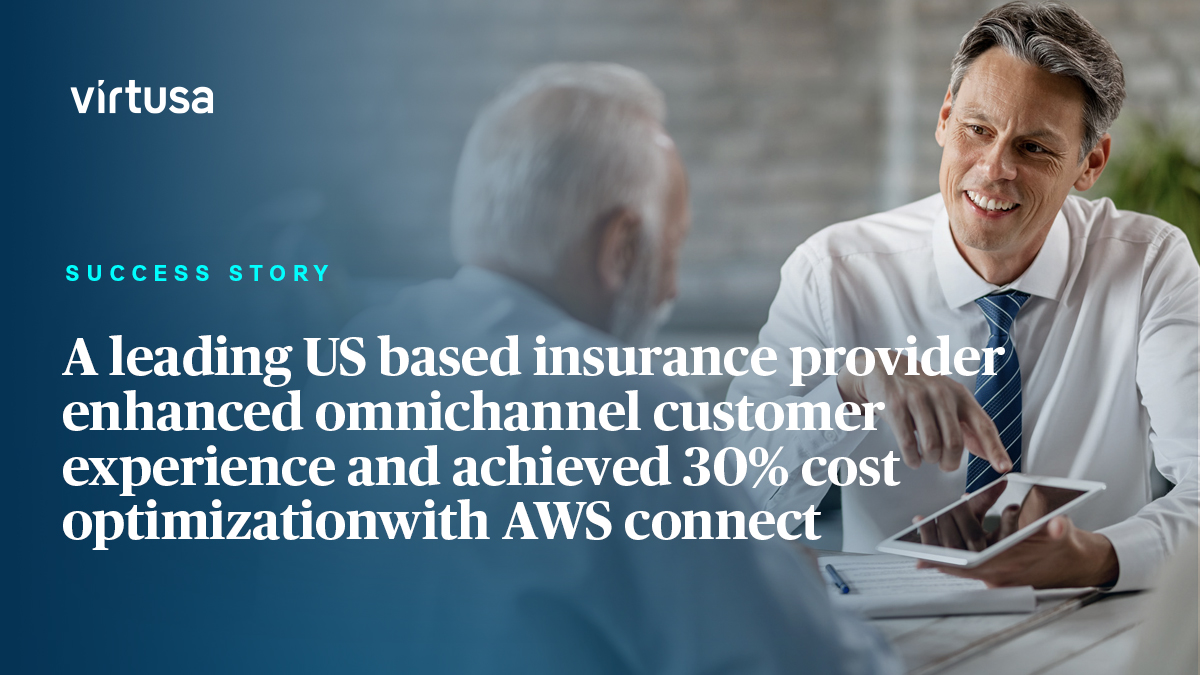 VirtusaCorp's tweet photo. One of our leading #insurance clients lacked customer journey-based approaches focused on business KPIs. Learn how we assisted in implementing an #omnichannel platform with @awscloud connect to revamp the #contactcenter and #optimizecosts: https://t.co/0jbUtvw4R8 https://t.co/2F83r7QGeW