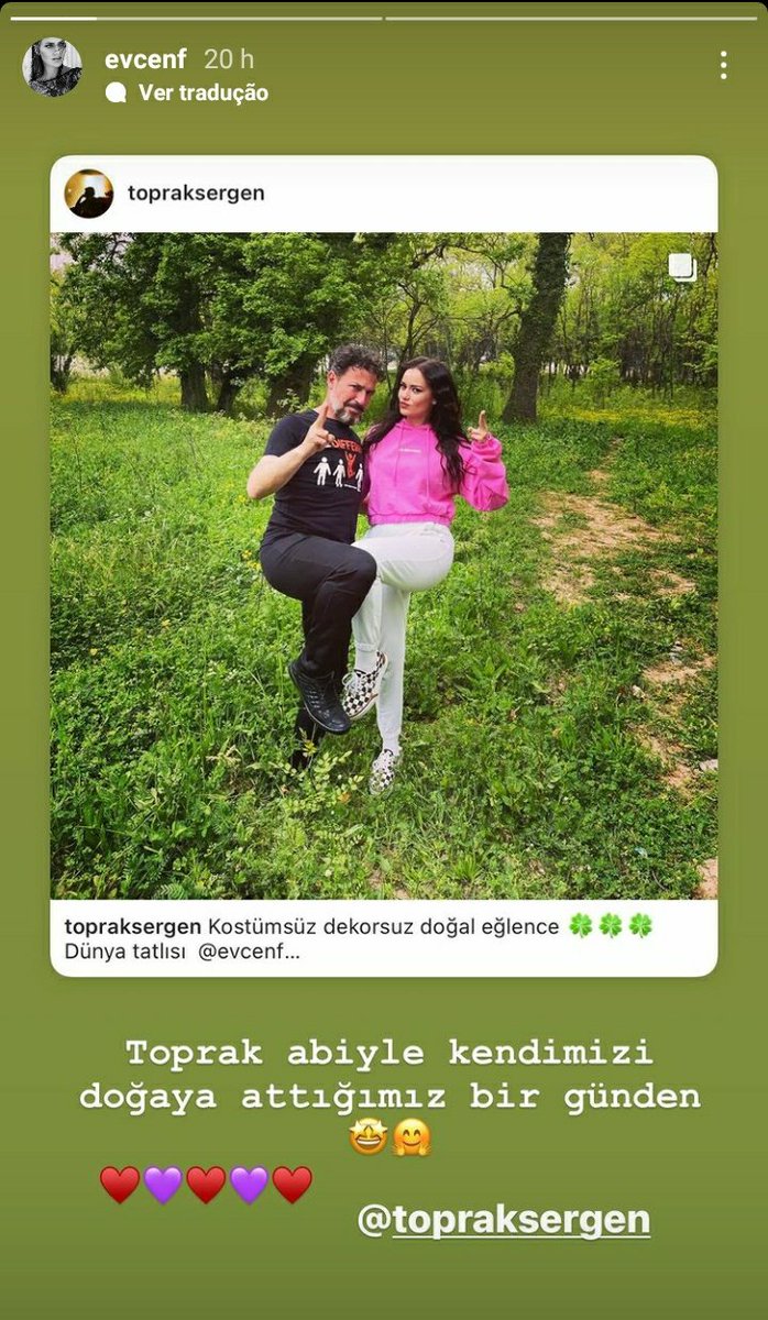 📲 Fahriye Via IG Stories 

"De um dia em que nos jogamos na natureza com o irmão Toprak." 🤩🤗❤💜❤💜❤

✨ #FahriyeEvcen