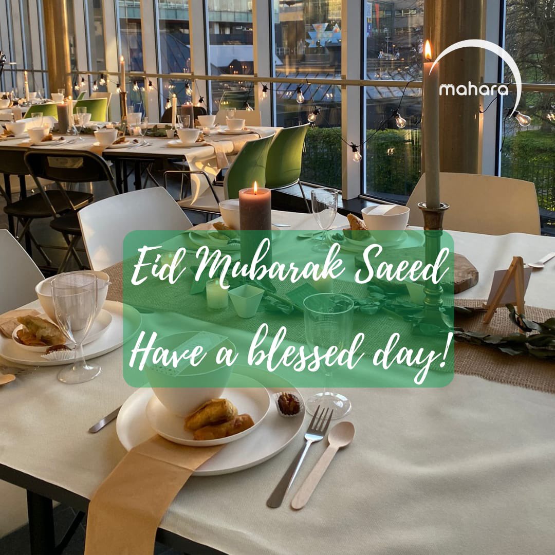 Mahara_Network's tweet photo. Eid Mubarak Saeed! Vanuit Mahara wensen we jullie allen een prachtige dag toe vol aanbidding, verbinding en voldoening! 🤲🏼✨ https://t.co/qHVElrzEvV