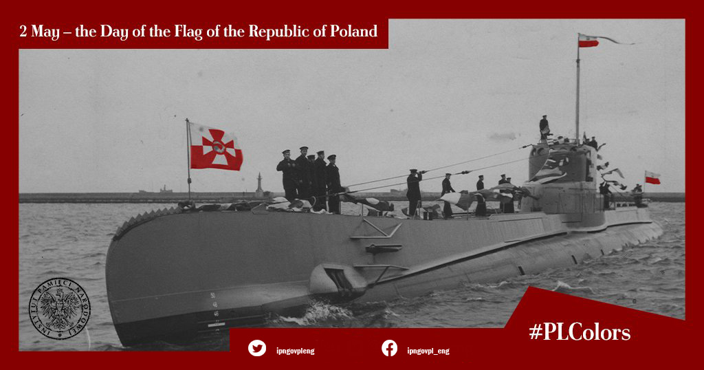 ipngovpl_eng's tweet photo. A #PolishFlag on #ORPOrzeł submarine, which escaped to the #UnitedKingdom at the beginning of #WWII. Assigned to the #RoyalNavy, the submarine sank the German ship "Rio de Janeiro", carrying troops to be later used during the German invasion of Norway. #PLColors #PolishFlagDay https://t.co/ft2LJFUc4q