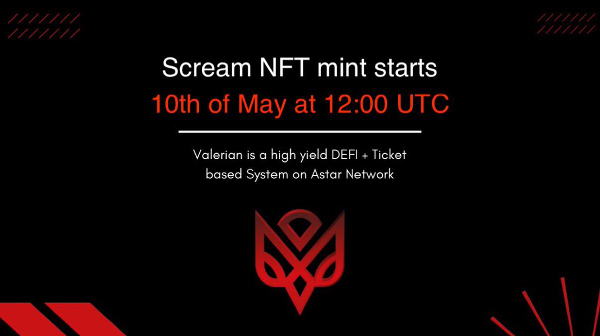 ♦️ We are happy to announce that Scream NFT mint starts on 10th of May at 12:00 UTC♦️ 
❗ Second round of White List gonna be opened in 2 days❗
Detailes of the benefits for VAL holders gonna be released soon 🤫