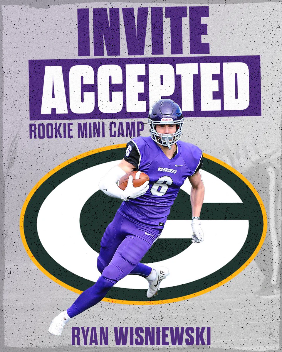 Ryan Wisniewski UW-Whitewater football rookie mini camp Green Bay Packers graphic. (Art by Andy Role)