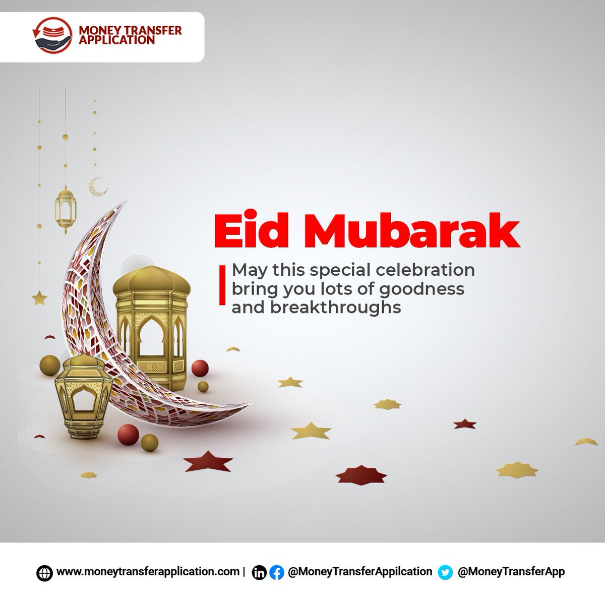 MoneyTransferAp's tweet photo. It's the season of festivity and love.
Eid Mubarak to you and yours. 🌙

#eidmubarak #eidmubarak2022  #eid2022  #eid  #moneytransfers https://t.co/J9wfKl4lA1