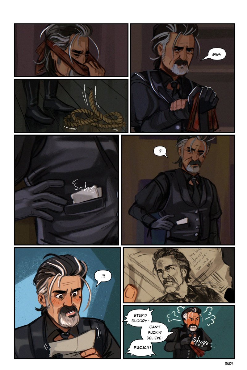 The Walls are Talking Pgs 11, 12 &amp; 13

And that's the end, didn't really want to leave you guys hanging with one page left to go, so all 3 it is!

Thank you everyone so much for reading, i hope you enjoyed!!! ❤️❤️❤️

#OurFlagMeansDeath 