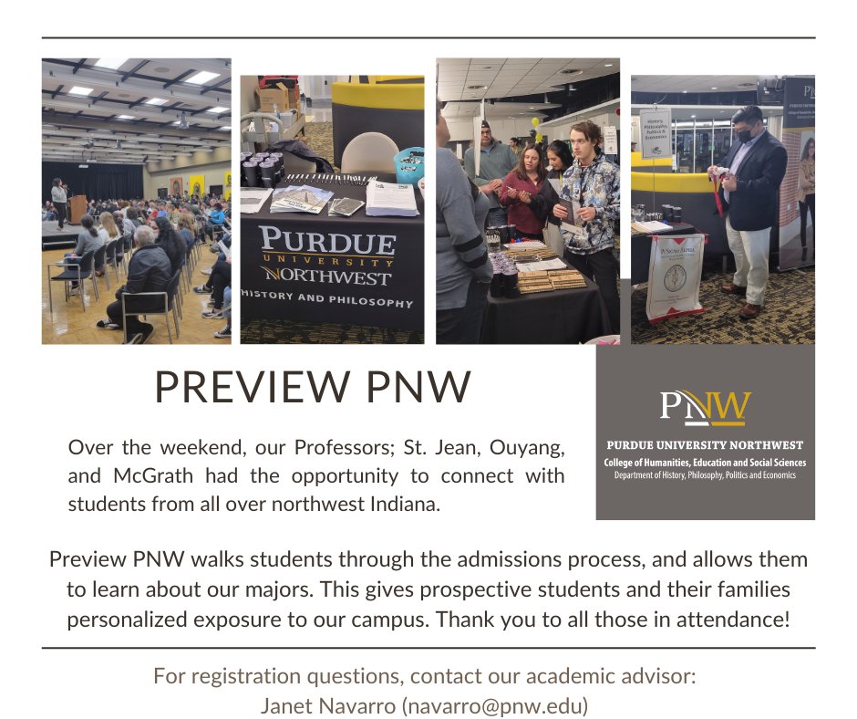 This weekend at @purduenorthwest Hammond campus we welcomed prospective students at the #PreviewPNW. Learn more about our programs: pnw.edu/history-philos…