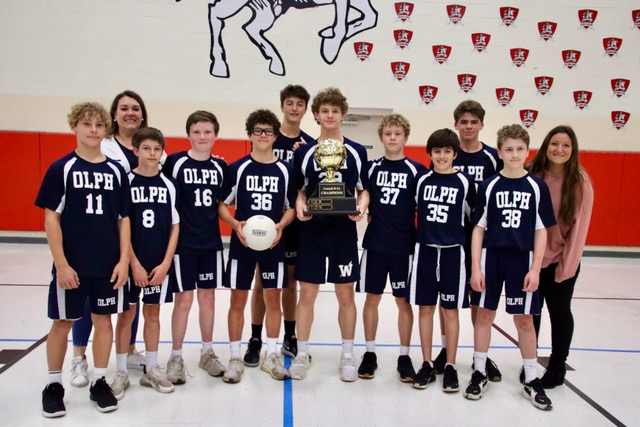 OLPHWarriors's tweet photo. Another Championship for the Class of 2022! π Congratulations to our Boys' Blue Volleyball team on defeating St. A's on Saturday. We are so proud! GO WARRIORS πππ€ #olphstrong https://t.co/j56lcVJ8pi