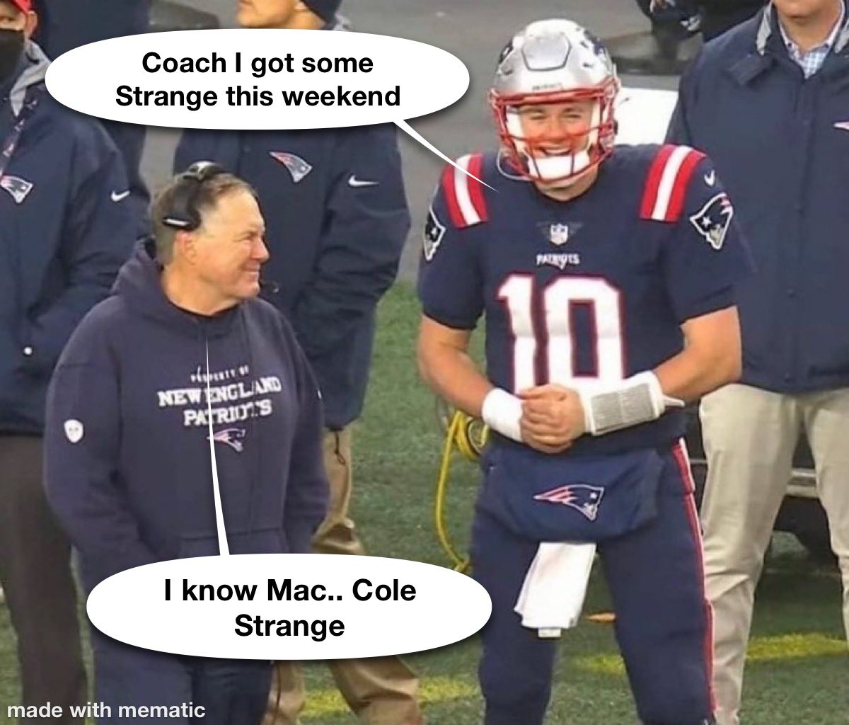 50CalAtl's tweet photo. Stranger things have happened @Patriots #ColeStrange @MacJones_10 https://t.co/5tMDCzvFDO