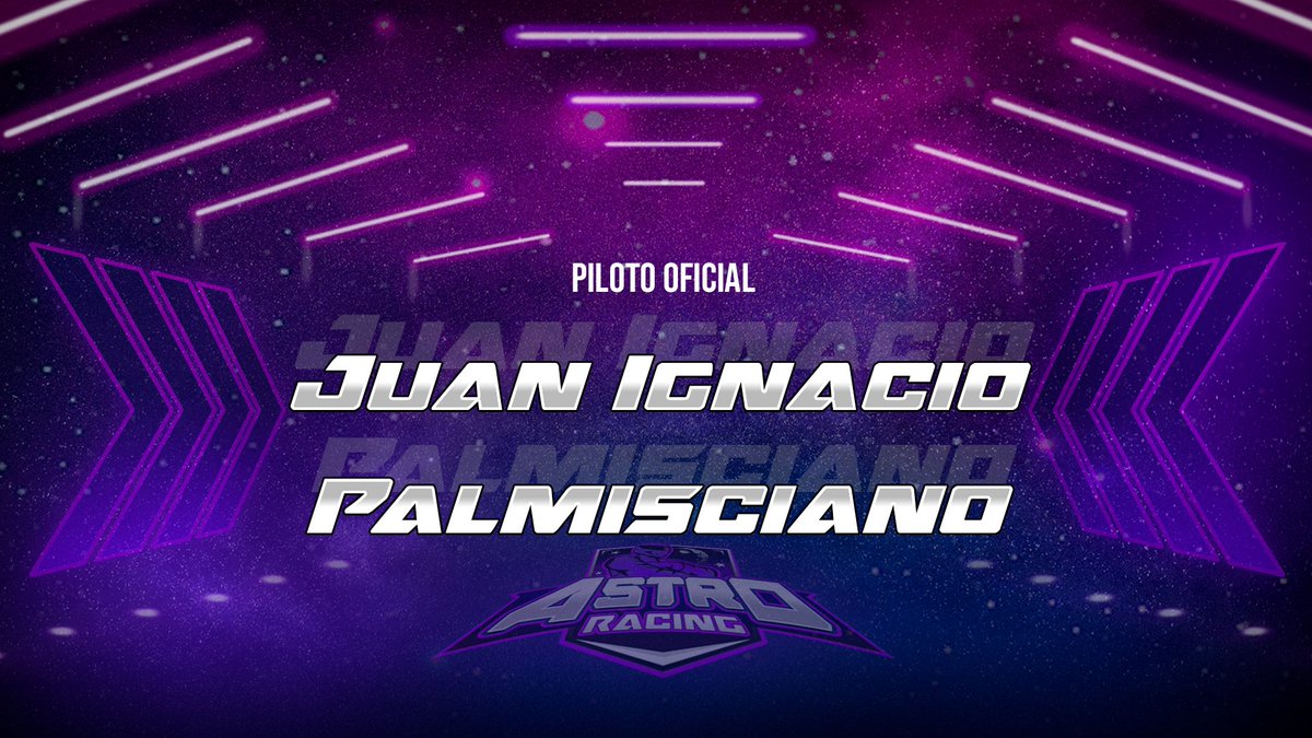 📢 ¡Juan Ignacio Palmisciano llega a <a href="/Astro_Racing/">Astro Racing</a>!

<a href="/Nachopalmiciano/">Palmi</a> 🇦🇷 es otro piloto rapidísimo con los GT3s que se une a nosotros, próximamente lo veréis en carreras con el equipo 👀

¡Bienvenido! 👾