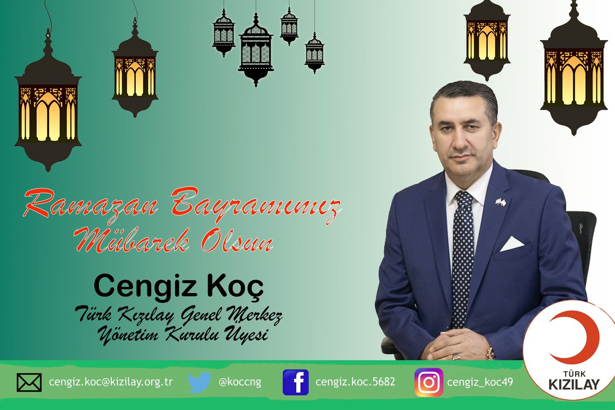 Cengiz KOÇ (@koccng) on Twitter photo Ramazan Bayramınızı tebrik ediyor,Alem-i İslam'ın birlik ve beraberliğine vesile olmasını Cenab-ı Allah'tan diliyorum.
#RamazanBayramı #paylaşangönüllerhilalolsun <a href="/drkerem_en/">Kerem KINIK</a> <a href="/Kizilay/">Türk Kızılay</a> Ramazan Bayramınızı tebrik ediyor,Alem-i İslam'ın birlik ve beraberliğine vesile olmasını Cenab-ı Allah'tan diliyorum.
#RamazanBayramı #paylaşangönüllerhilalolsun <a href="/drkerem_en/">Kerem KINIK</a> <a href="/Kizilay/">Türk Kızılay</a>