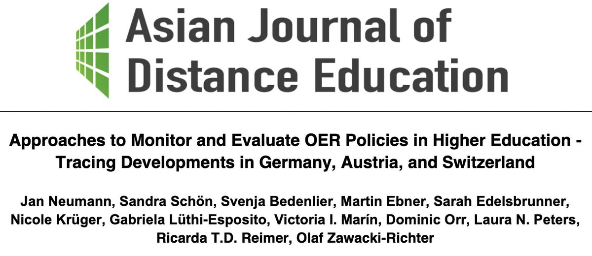 New paper contrasting #OER policies in Germany, Austria, and Switzerland in <a href="/AsianJde/">AsianJDE</a>. Thanks for the opportunity to <a href="/sandra_schoen/">Sandra Schön (Schoen)</a>, <a href="/mebner/">Martin Ebner</a>, <a href="/vmarinj/">Victoria I. Marín (@vmarinj.bsky.social)</a>, and <a href="/sbedenlier/">S. Bedenlier</a>.
asianjde.com/ojs/index.php/…