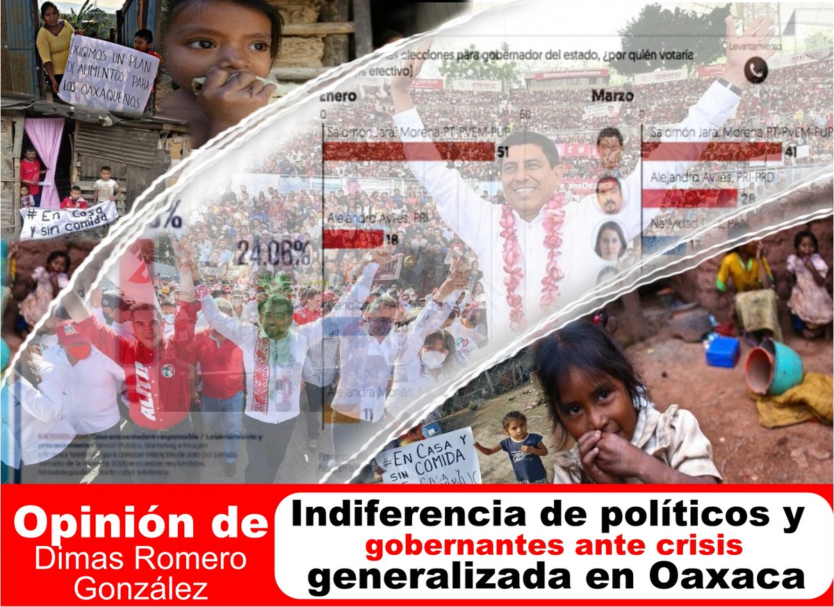 #Opinión✍️|Indiferencia de políticos y gobernantes ante crisis generalizada en #Oaxaca

..."quienes nos gobiernan y quienes nos quieren gobernar no buscan atender la compleja problemática que enfrentamos..."
bit.ly/37WAbxS