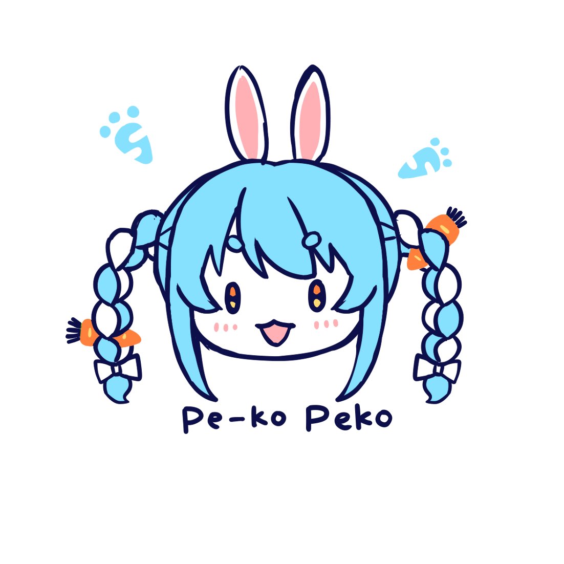 usada pekora rabbit ears animal ears braid hair ornament twin braids food-themed hair ornament blue hair  illustration images