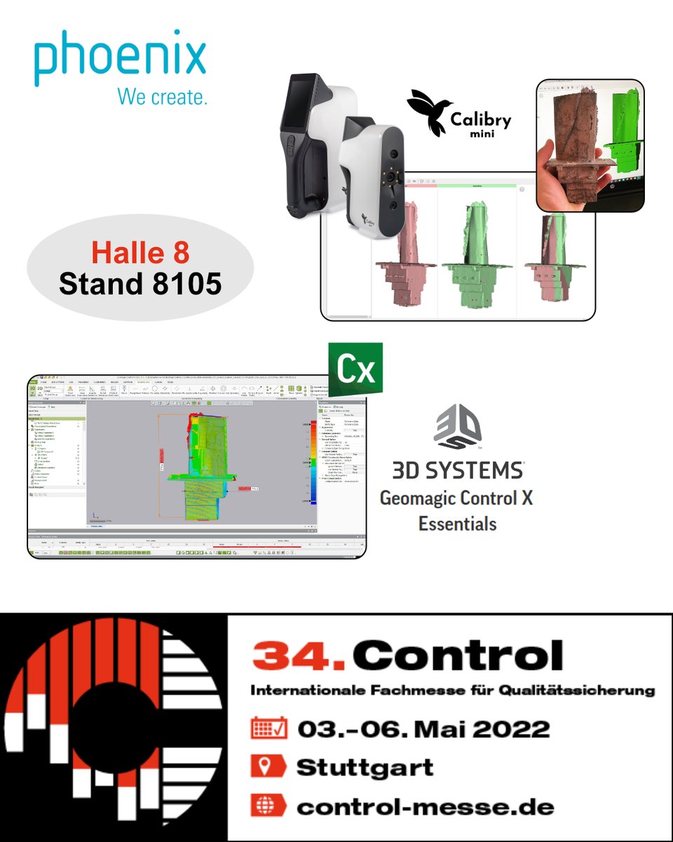 Come visit us at Control 2022 in Stuttgart!! We will show you how to do professional-quality control with the help of low-cost #3dscanner <a href="/calibry3d/">Calibry</a> #calibrymini and <a href="/3dsystems/">3D Systems</a> #geomagiccontrolx essentials.
#3d #3dprinting #3dscanning #3dmodelling #qualitycontrol #geomagic