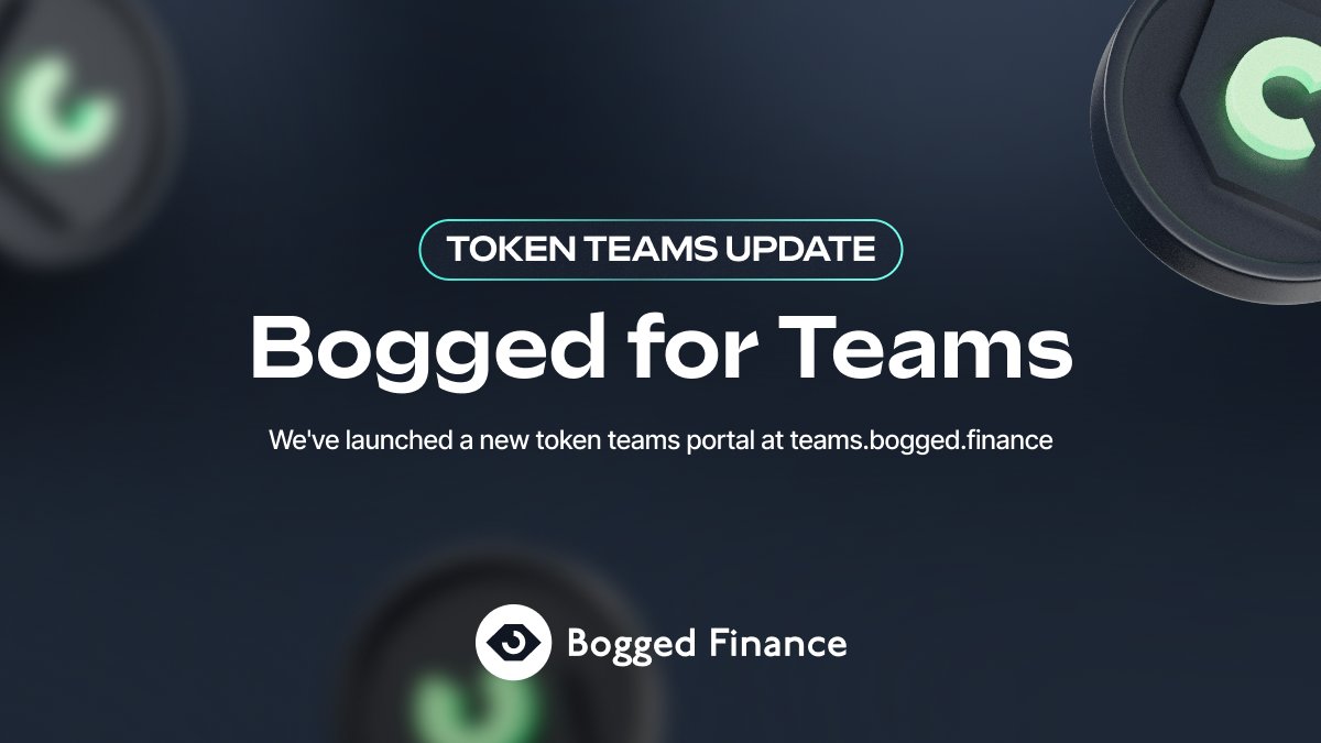 🆕Bogged for Teams is now live!

🛠We've gathered all of our tools for token teams in one place so you can easily manage your project on our platform.

🔥We're also launching Charts Embed, making it easy for anyone to embed our charts on their website.

🧵Here's what’s new👇