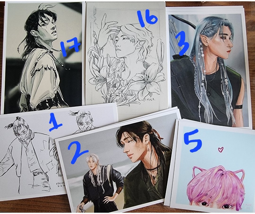 These postcard size prints will be 2 euro and I'll let tweet again when and where you can find me on concert day 😌😌
(The amount I have from each print is on the pics :3)