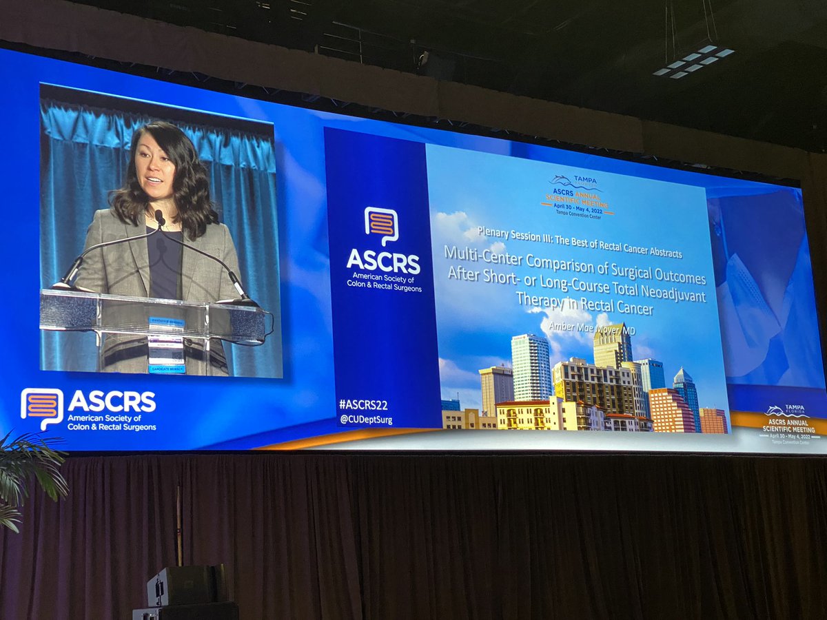 Short Course TNT vs induction chemotherapy followed by chemoradiation and TME in rectal cancer. Phenomenal presentation by Amber Moyer, University of Colorado #ASCRS22 <a href="/BrandonCChapman/">Brandon C Chapman, MD, MS</a> <a href="/CUDeptSurg/">CU Anschutz Department of Surgery</a> <a href="/cugites/">CU GITES</a>