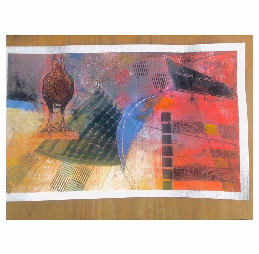 • @ursulakellett The Chick. Cold wax work on paper. Last work done on my cold wax course with the artist Jorge Bernal in SF. Completely different from my lacquer works but I love this different approach to painting

 #art abstract #modern #wax #coldw… instagr.am/p/CdDvjh3o_ih/