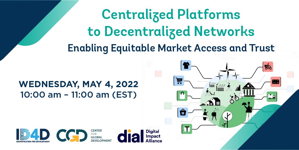clairecasher's tweet photo. Mark your calendars!

📅May 4
⏰10:00 AM ET

Join  @pramodkvarma, Chief Architect of Aadhaar and India Stack, in a talk about, "Centralized platforms to decentralized networks: Enabling equitable market access and trust." https://t.co/JHbaGtHMJr 
#ID4D @DIAL_community @CGDev https://t.co/WB45PJfEAc