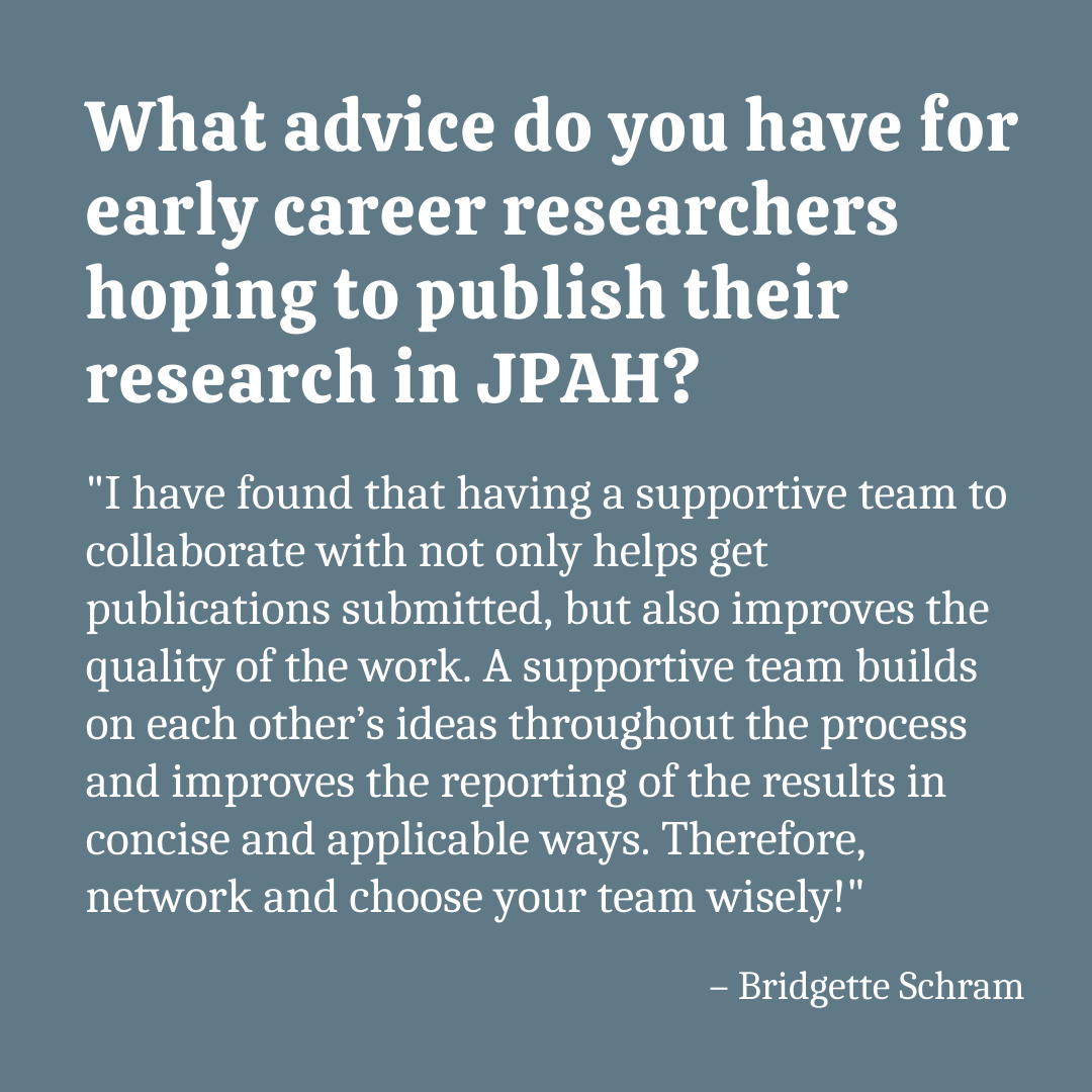 Meet Bridgette M. Schram, who is graduating w/ her PhD from <a href="/PHGSU/">Georgia State University • School of Public Health</a>. She works w/ <a href="/CLD_GSU/">CLD_GSU</a> &amp; is co-author of an engaging paper on 24-hour movement behaviors of US adults w/ functional disabilities.

Free to read in May: doi.org/10.1123/jpah.2…

<a href="/BridgetteSchram/">Bridgette M Schram</a> #EarlyCareer