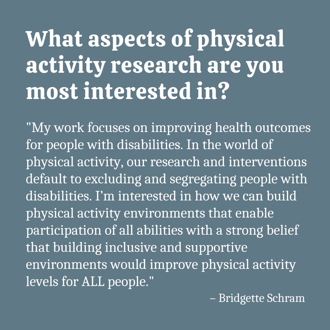 JPAHjournal's tweet photo. Meet Bridgette M. Schram, who is graduating w/ her PhD from @PHGSU. She works w/ @CLD_GSU &amp; is co-author of an engaging paper on 24-hour movement behaviors of US adults w/ functional disabilities.

Free to read in May: https://t.co/4d21Bx0N3r

@BridgetteSchram #EarlyCareer https://t.co/uO3X22chD2