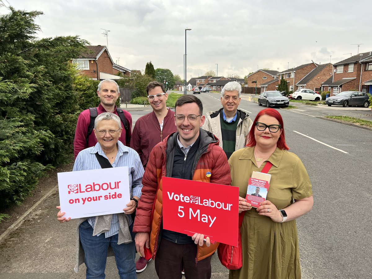 JoannaWestUK's tweet photo. Huge thanks to the fabulous team in Alvaston this morning! Great to see posters up and postal votes sent off for @TomSpray3 #TimeForTom #VoteLabourAndCooperative https://t.co/26vQeRz7lY