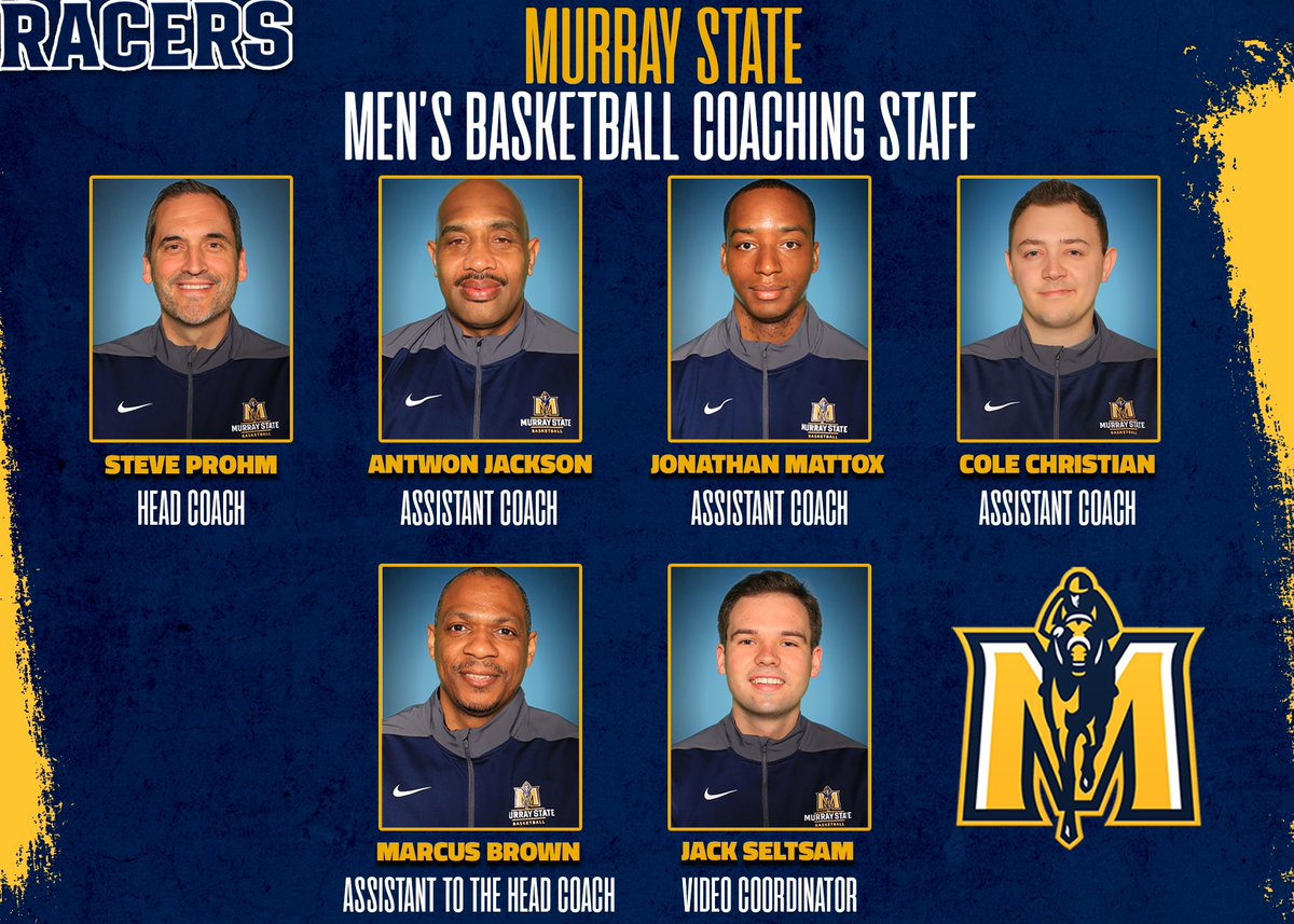 RacersHoops's tweet photo. Head Coach Steve Prohm has finalized his staff for the 2022-2023 season! 

🔗: https://t.co/PZh4XUwqlE
@CoachProhm 
@CoachAWJack 
@CoachJonny_B 
@CChristianMSU 
@brown_mb5
@jackseltsam12 https://t.co/x4Ajv92mU0