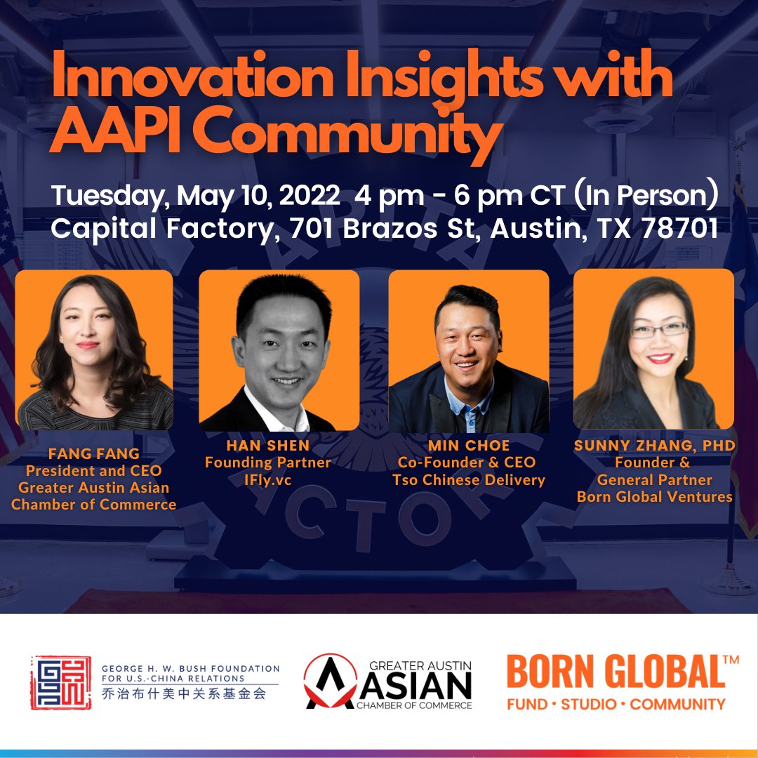 Bush China Foundation (@ghwbushchina) on Twitter photo This #AAPIHeritageMonth, join the Bush China Foundation, Greater Austin Area Asian Chamber of Commerce & <a href="/bornglobalvc/">Born Global Ventures</a> for an in-person panel on "Innovation Insights with the AAPI Community." More info: bushchinafoundation.org/events/innovat… This #AAPIHeritageMonth, join the Bush China Foundation, Greater Austin Area Asian Chamber of Commerce & <a href="/bornglobalvc/">Born Global Ventures</a> for an in-person panel on "Innovation Insights with the AAPI Community." More info: bushchinafoundation.org/events/innovat…