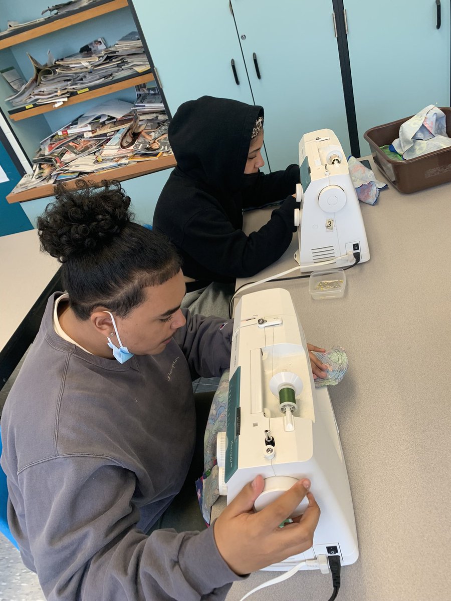 WHCI_FS's tweet photo. Fashion students work hard to finish up their first major sewing project of the semester - a pair of pyjama shorts!  Just in time for warmer weather. #HNC https://t.co/ncaItAg3BU