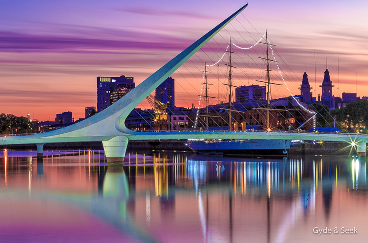 Santiago Calatrava’s Puente de la Mujer is in #BuenosAires’s Puerto Madero neighborhood, where the streets are all named after women in an effort to compensate for the lack of female names everywhere else... #gogygded #Argentina #santiagocalatrava