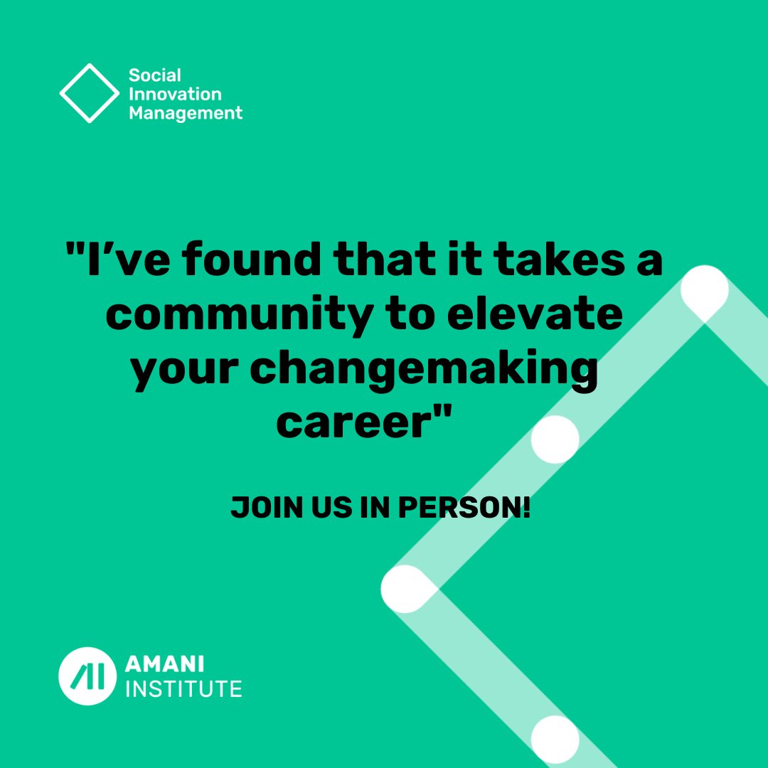 Change is a community effort in which each one of us can play a part - across disciplines and borders. Gain the skills, the insights and the network to bring your career in the impact sector to the next level. Join us! amaniinstitute.org/program/sim-hy…