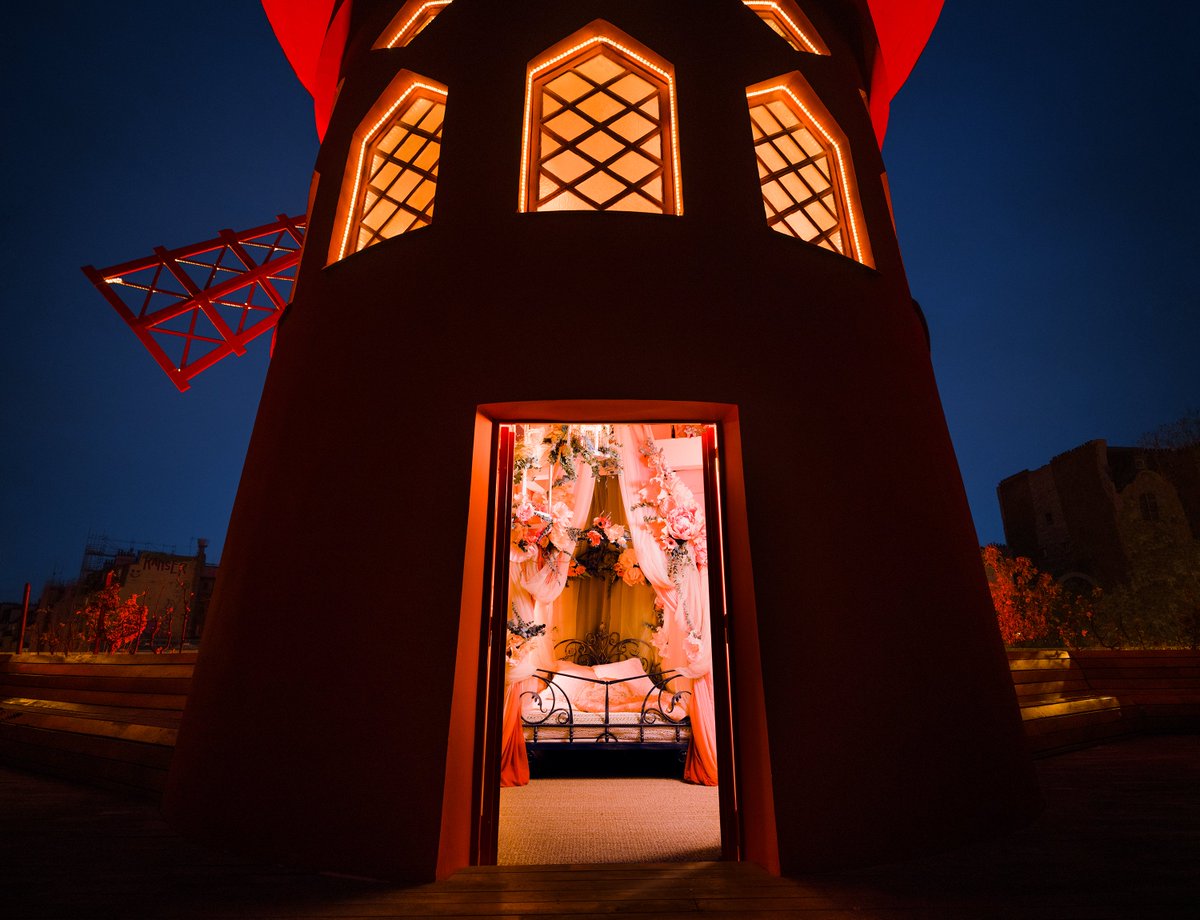 for the first time ever, guests can experience an overnight stay inside the iconic red windmill at the @MoulinRouge 🌹 bookings open on may 17 at 7pm CEST: airbnb.com/moulinrouge