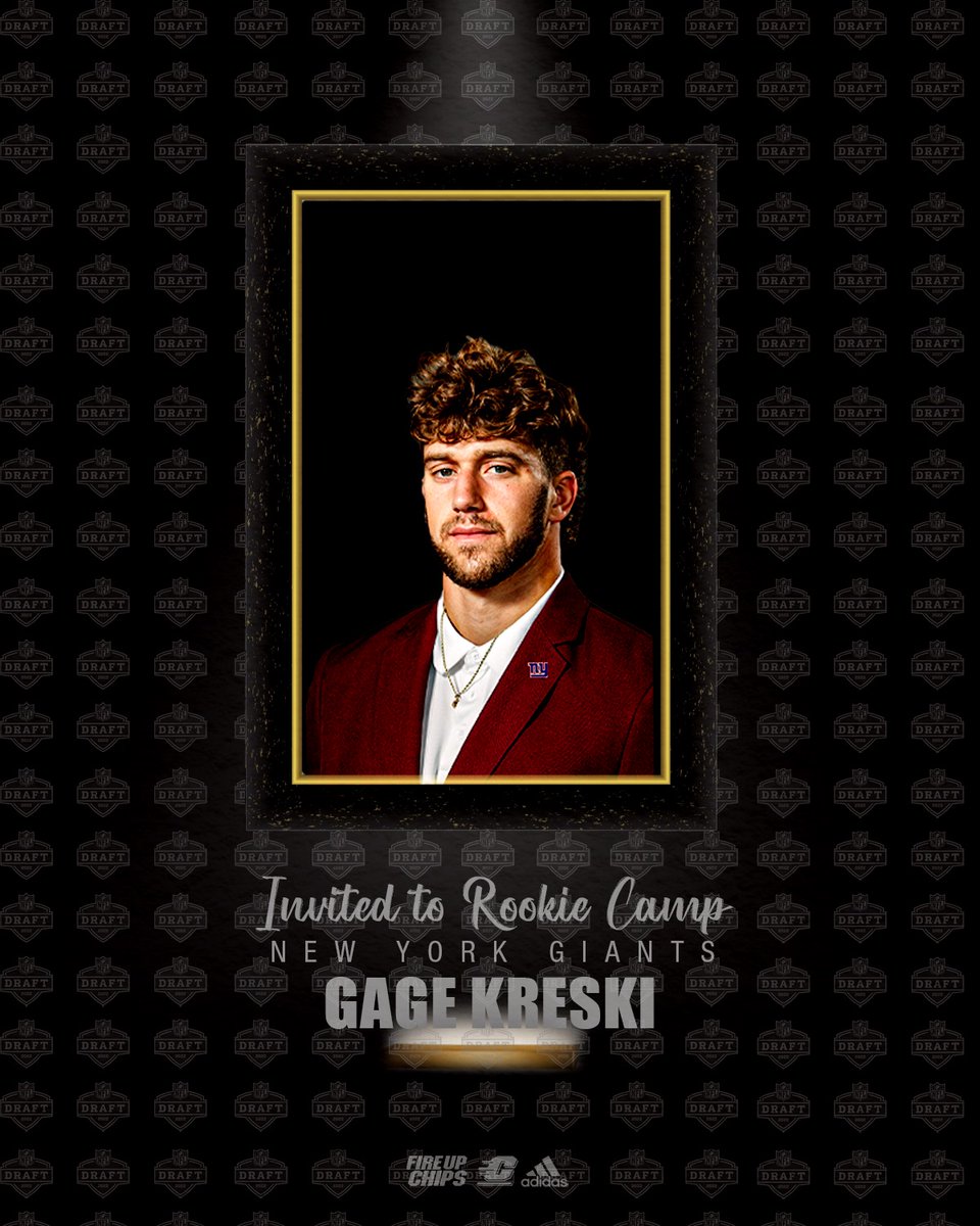 CMU_Football's tweet photo. Congrats Gage on earning an invite to rookie camp with the New York Giants‼️

#FireUpChips 🔥🆙 https://t.co/egn1DKHv8O
