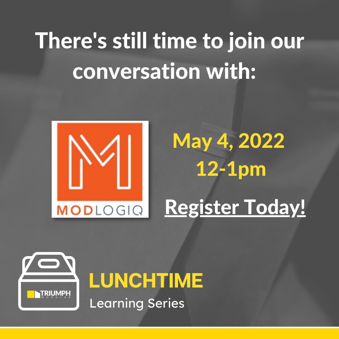 triumphmodular's tweet image. Don&apos;t miss your chance for our 1-hour webinar on Zoom with @Modlogiq. Register at hubs.ly/Q0199R6n0 #modularconstruction #redefiningmodular #modularbuildings #lunchandlearn