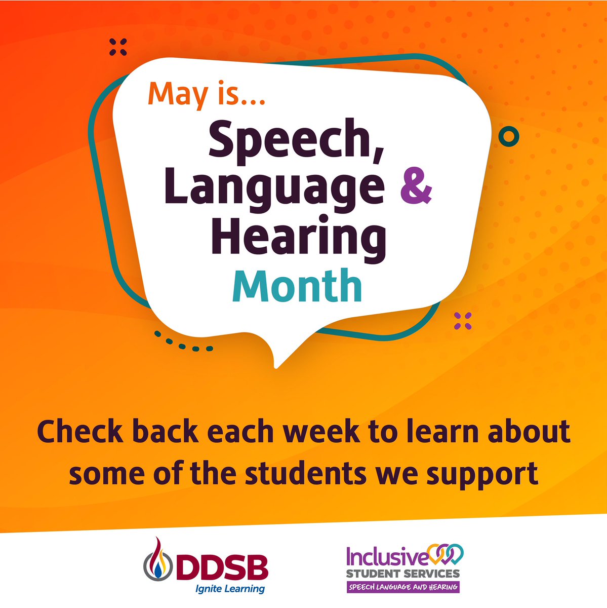 Celebrate Speech, Language &amp; Hearing Month with us! #speechlanguageandhearingmonth #speechandhearingmonth #speechlanguagepathology #inclusiveeducation #ddsb #inclusivestudentservices